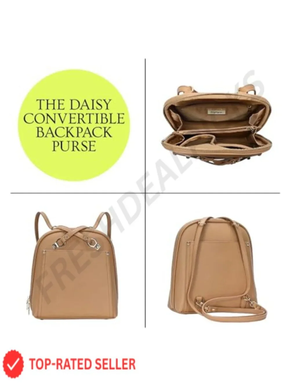 Vegan Leather Convertible Backpack Purse for Women, Shoulder Bag or Backpack